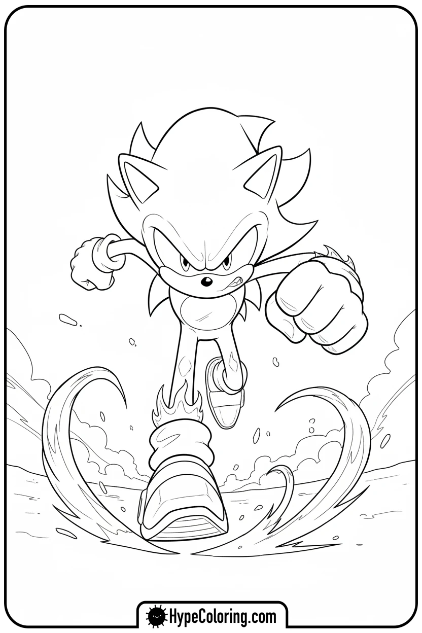 dark-sonic-running-towards-viewer - dark sonic coloring pages