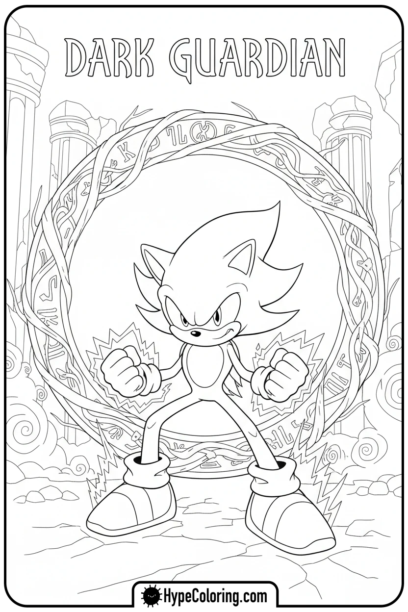 dark-sonic-guarding-portal - dark sonic coloring pages