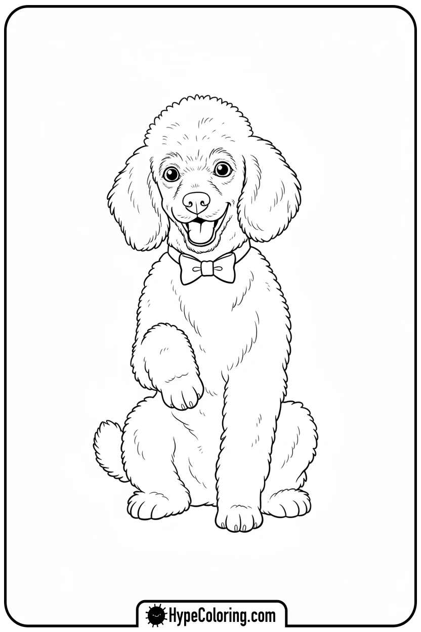 poodle-giving-a-paw-trick - dog coloring book pages