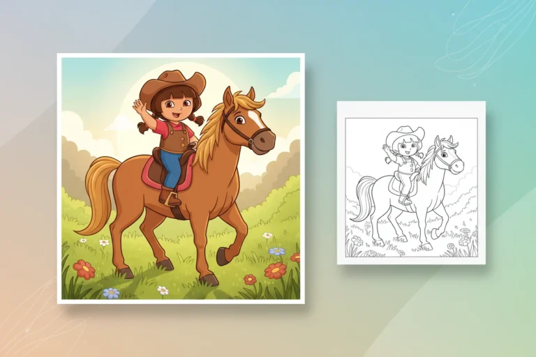 dora-riding-a-friendly-sturdy - dora the explorer coloring pages