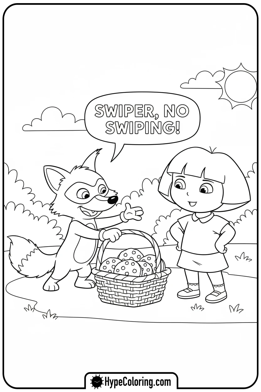 dora-stopping-swiper - dora the explorer coloring pages