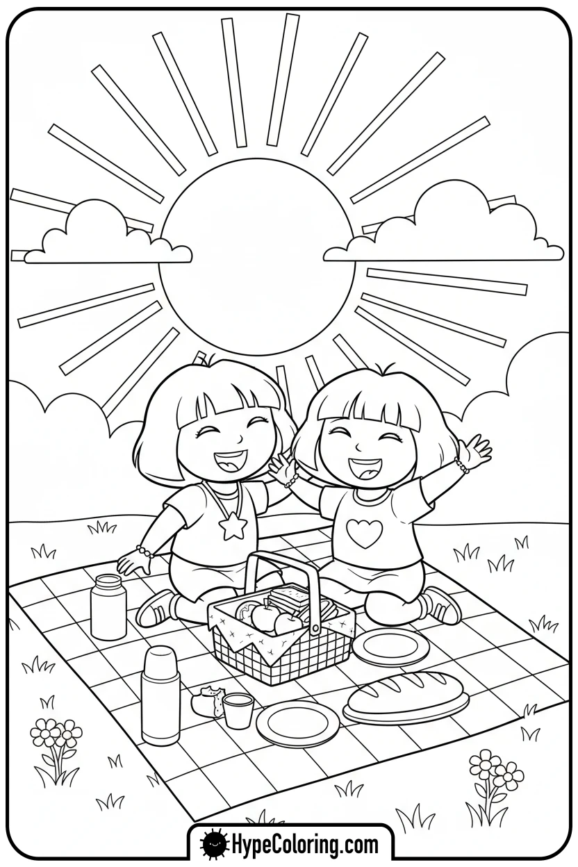 dora-and-family-picnic - dora the explorer coloring pages