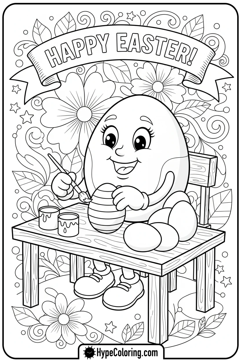 Click to download PDF cheerful-easter-egg-painting-another-egg - easter egg coloring pages
