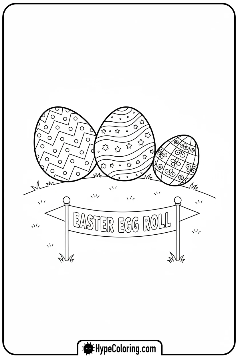 Click to download PDF easter-eggs-rolling-down-a-hill - easter egg coloring pages
