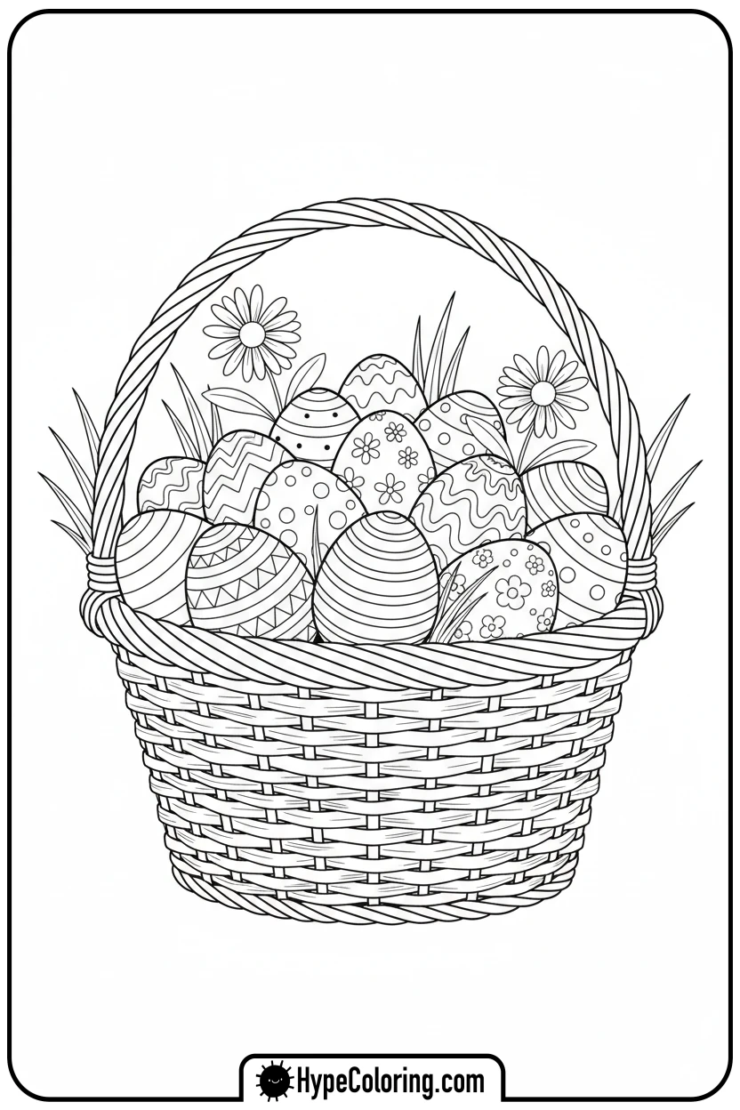 Click to download PDF basket-full-of-easter-eggs - easter egg coloring pages