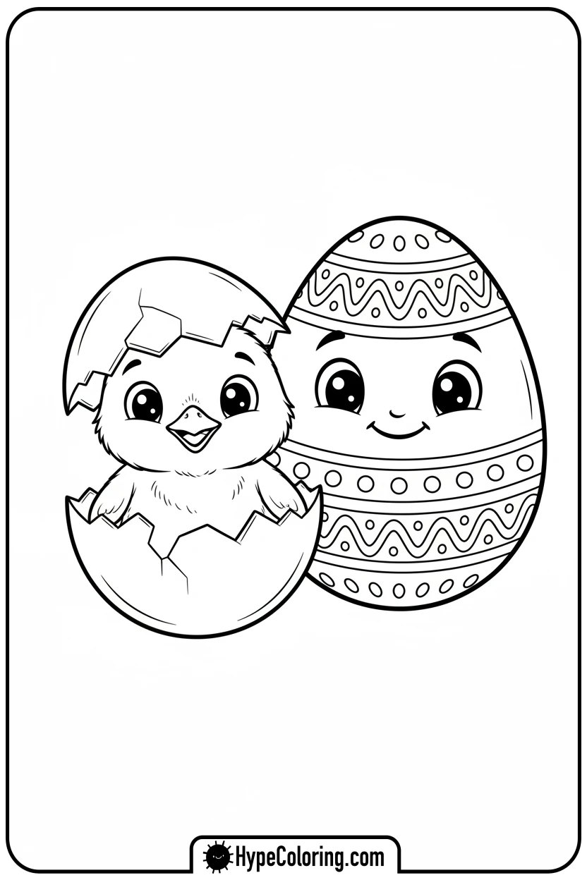 Click to download PDF chick-hatching-from-easter-egg - easter egg coloring pages