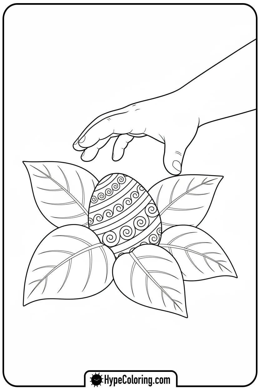 Click to download PDF hand-finding-easter-egg - easter egg coloring pages