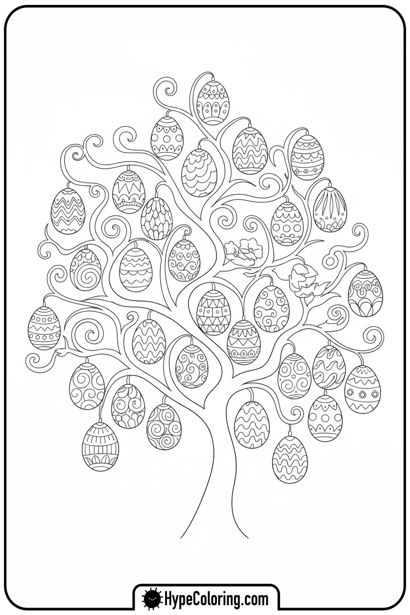 Click to download PDF easter-egg-tree - easter egg coloring pages
