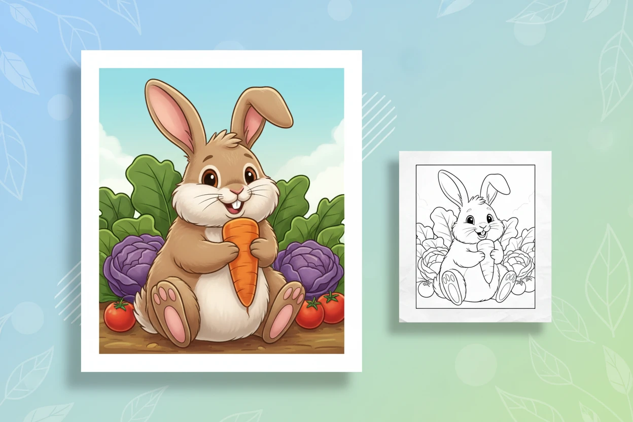 a-cute-bunny-rabbit-with - farm animal coloring pages