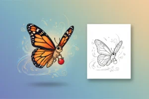 a-busy-butterfly-carefully-carrying - free butterfly coloring pages