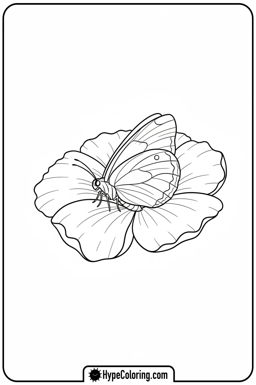 sleeping-butterfly-on-petal - free butterfly coloring pages