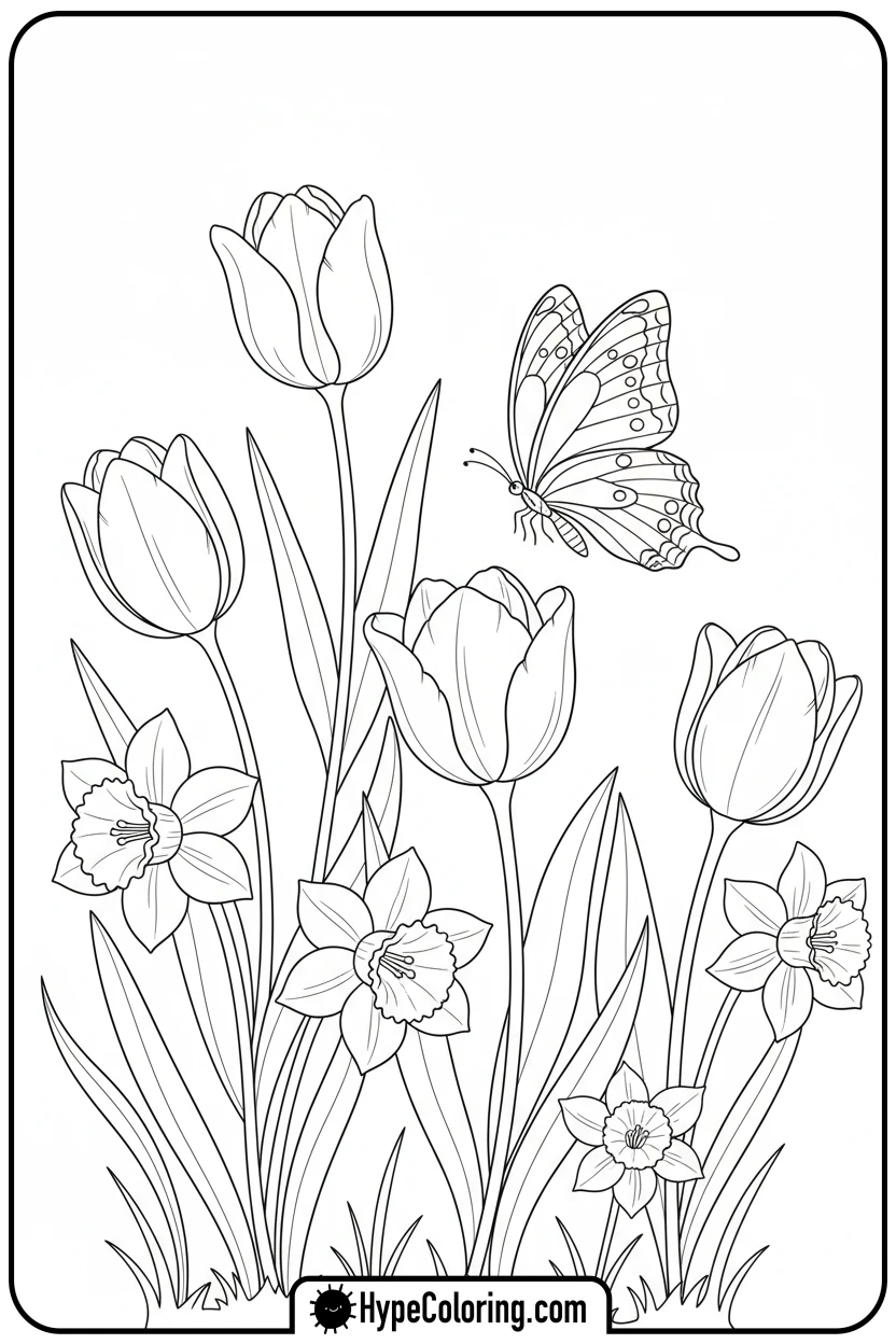 butterfly-in-flower-garden - free butterfly coloring pages
