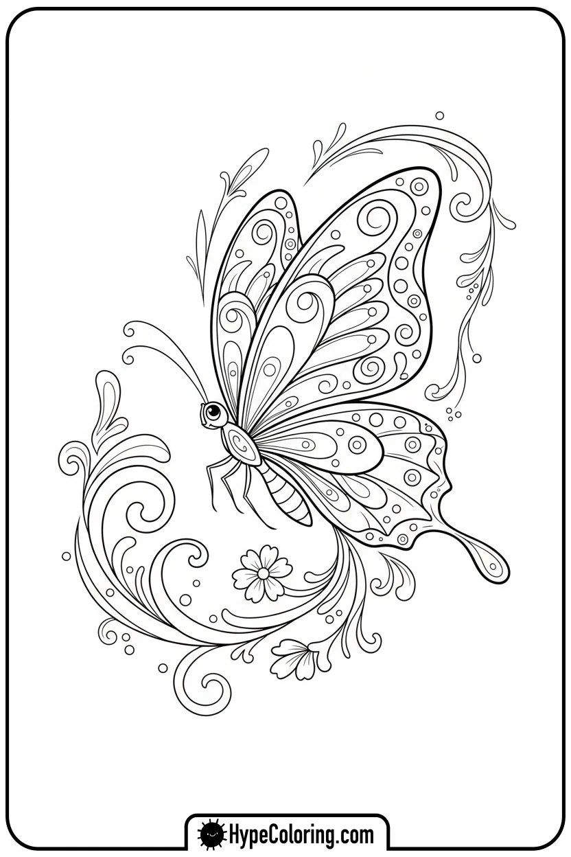 butterfly-dancing-in-air - free butterfly coloring pages