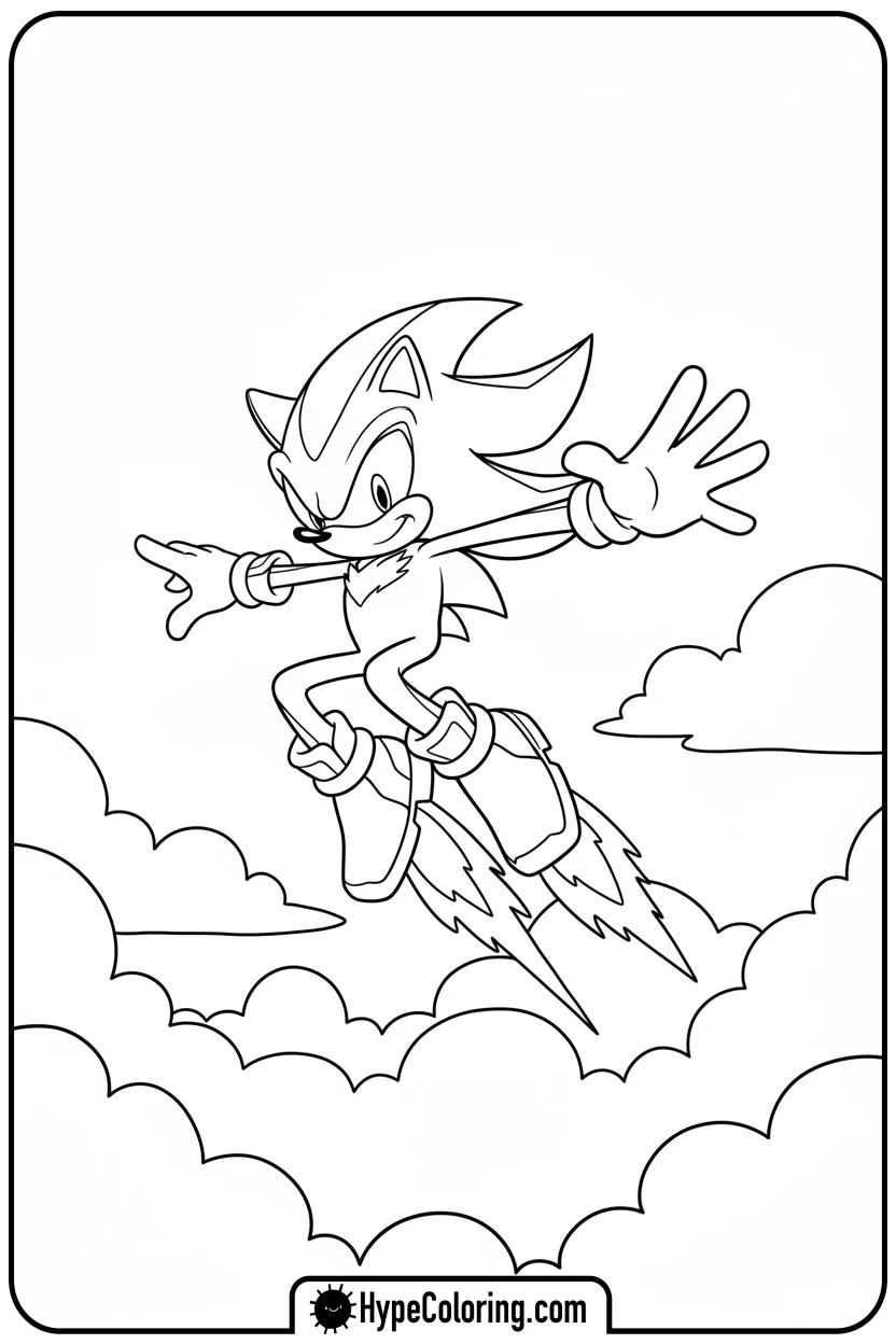 shadow-jumping-high-with-glowing-shoes - free coloring pages of shadow the hedgehog