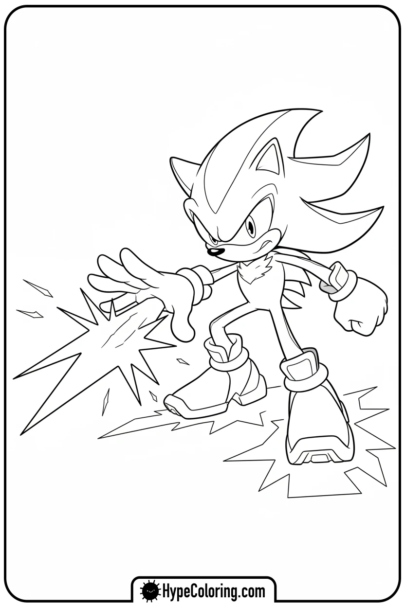 shadow-using-chaos-spear - free coloring pages of shadow the hedgehog