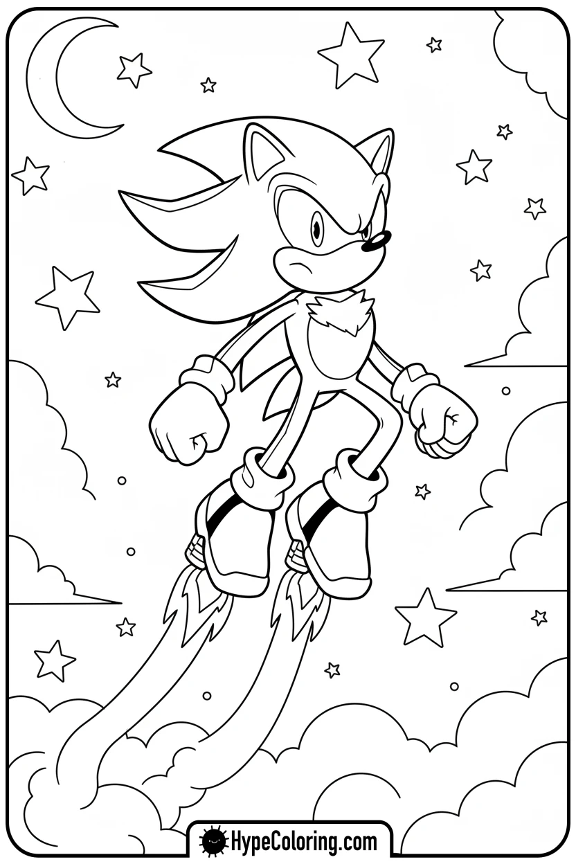 shadow-flying-upwards - free coloring pages of shadow the hedgehog