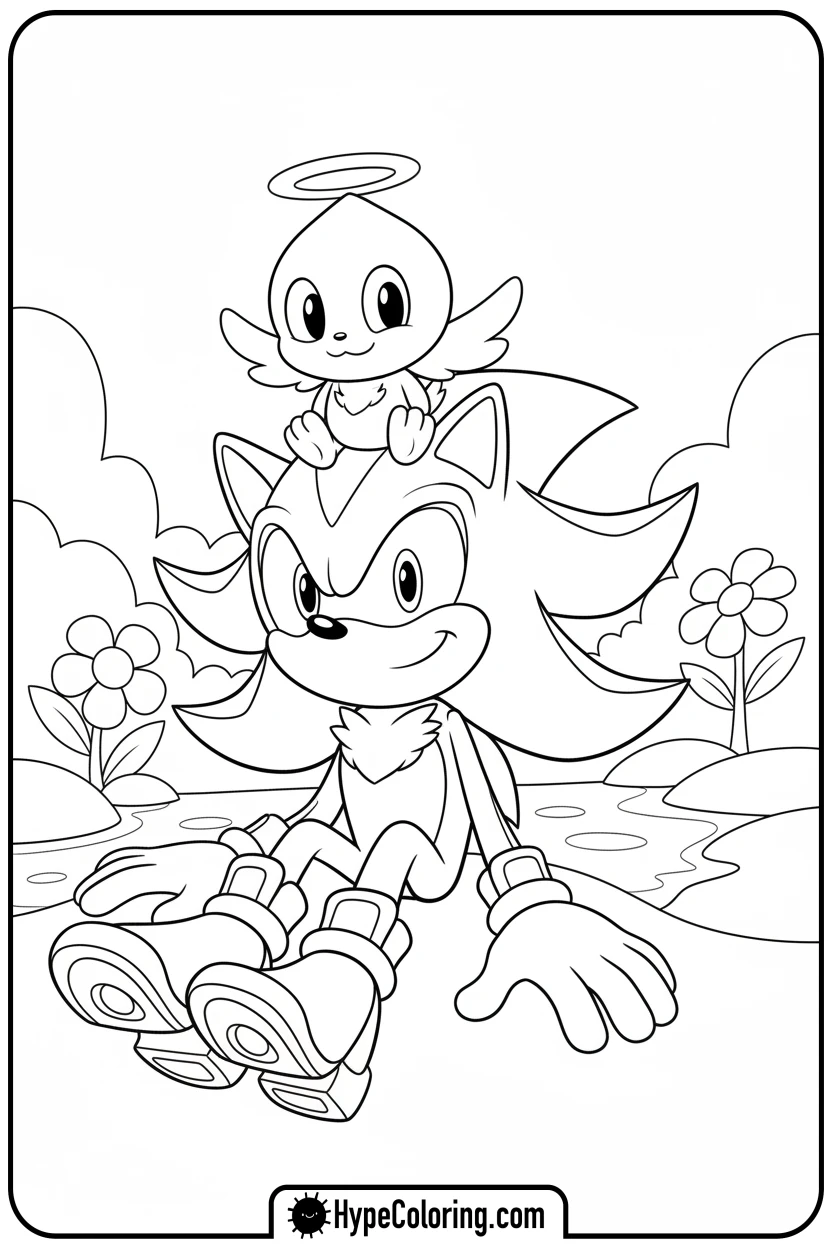 shadow-with-chao-on-head - free coloring pages of shadow the hedgehog