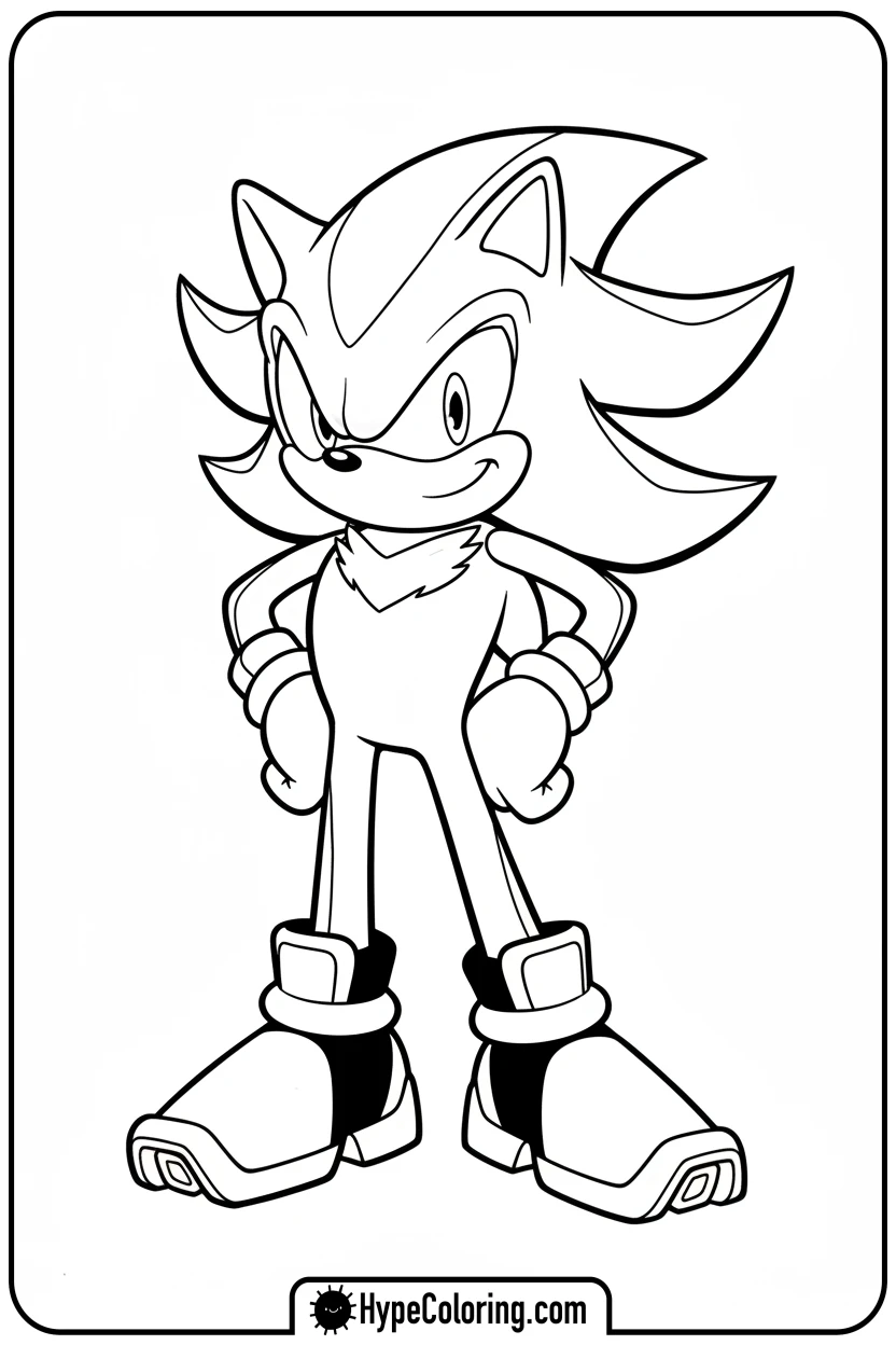 shadow-with-hands-on-hips - free coloring pages of shadow the hedgehog