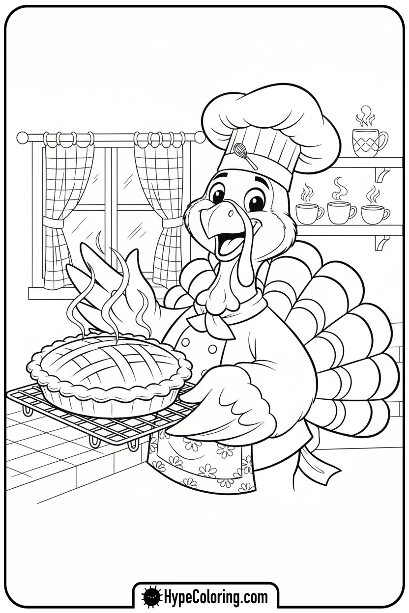 turkey-with-pumpkin-pie - free printable 2025 coloring pages calendar november