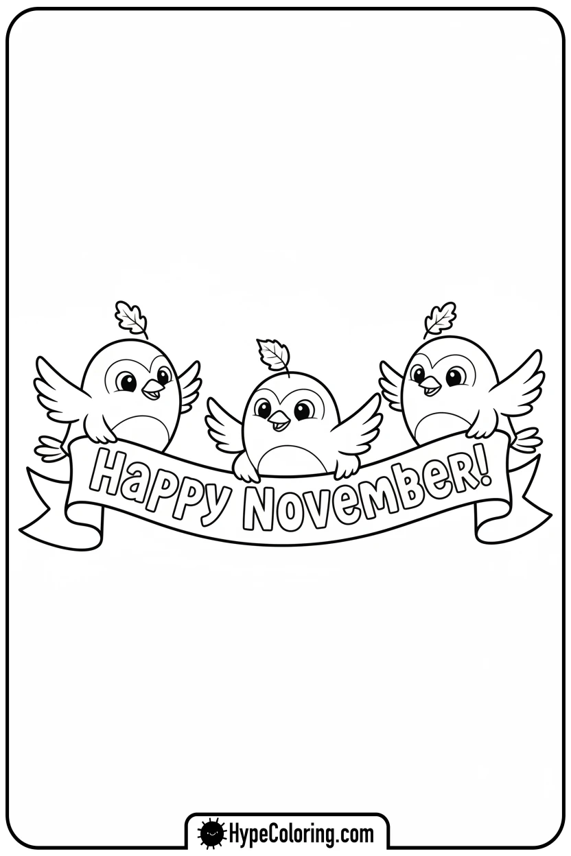birds-with-november-banner - free printable 2025 coloring pages calendar november