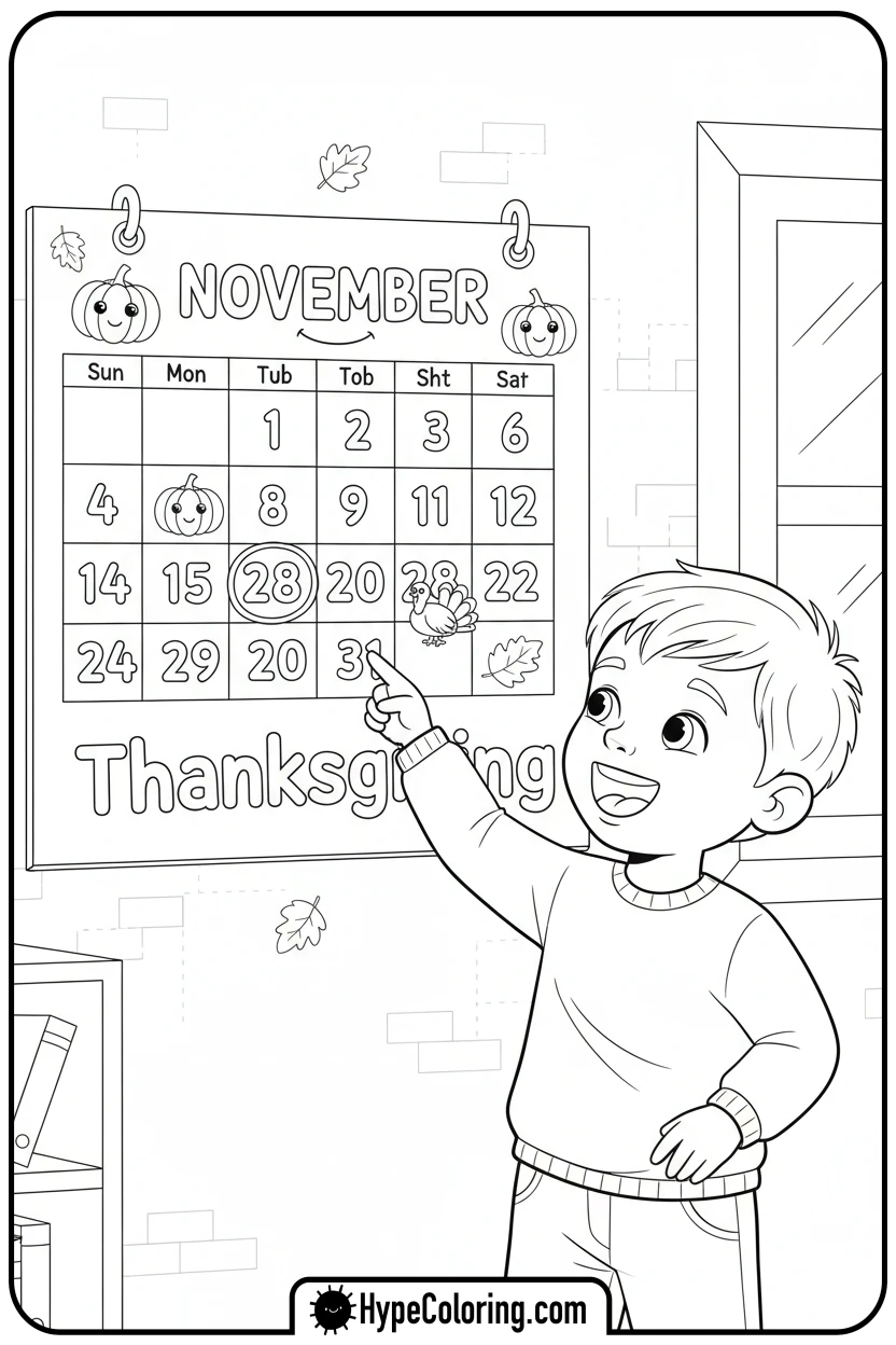 child-pointing-at-calendar - free printable 2025 coloring pages calendar november