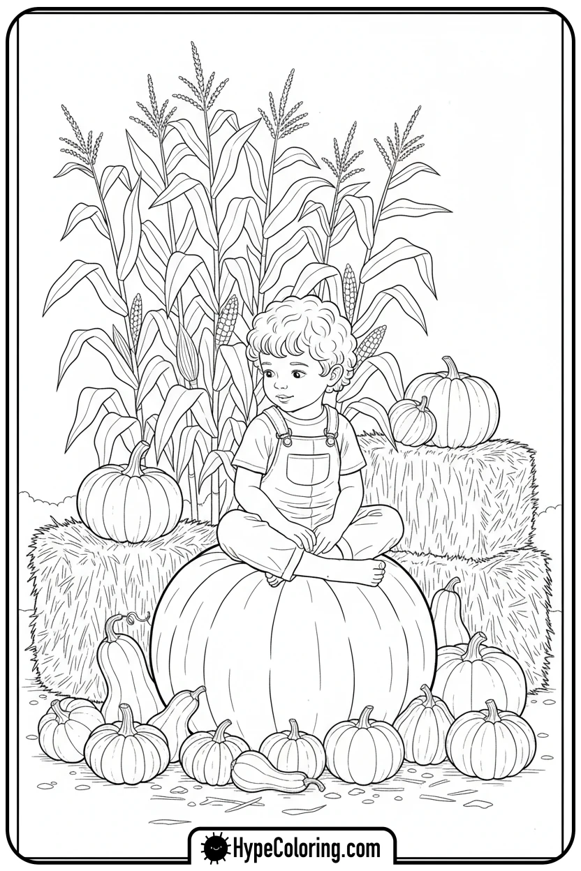 child-on-pumpkin - free printable 2025 coloring pages calendar november
