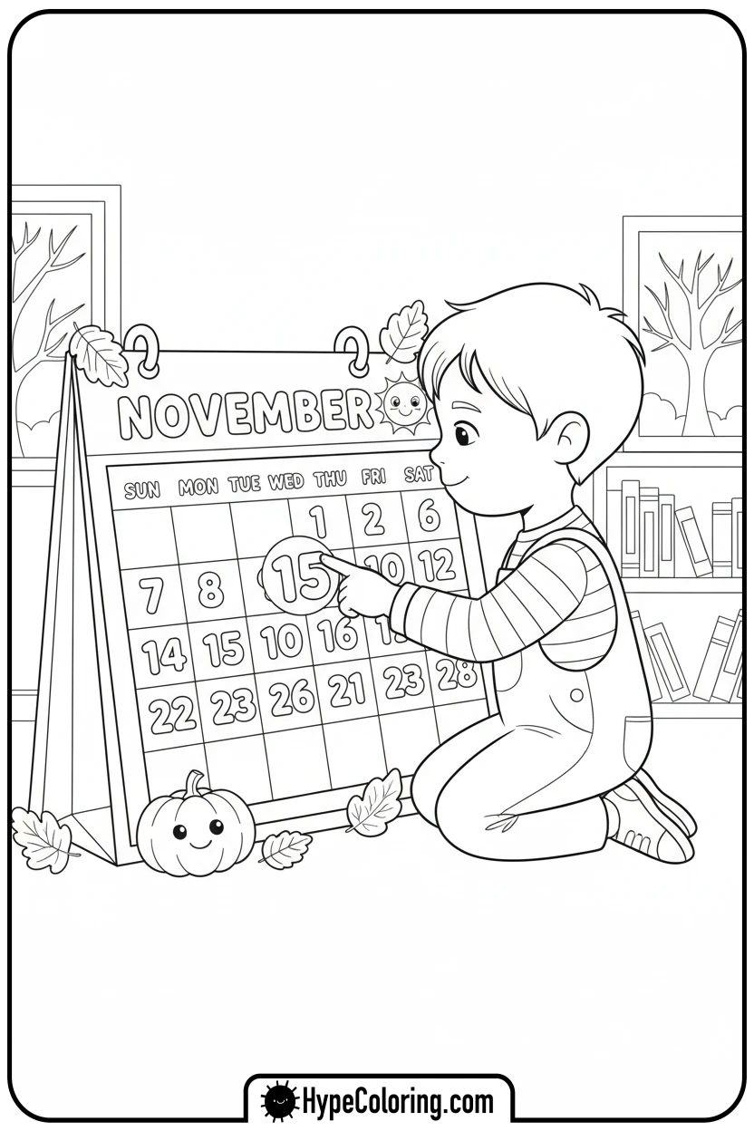 child-counting-calendar-days - free printable 2025 coloring pages calendar november