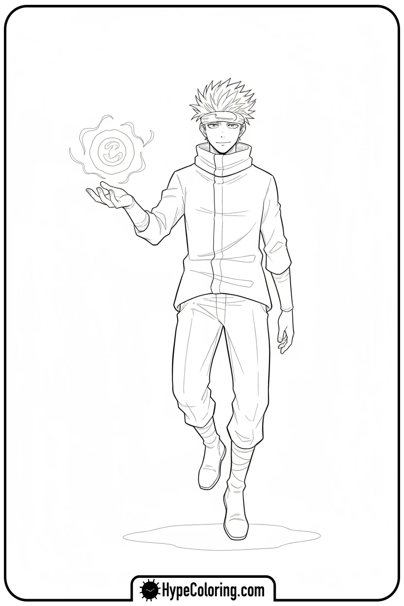 gojo-floating-with-energy-orb - gojo coloring pages