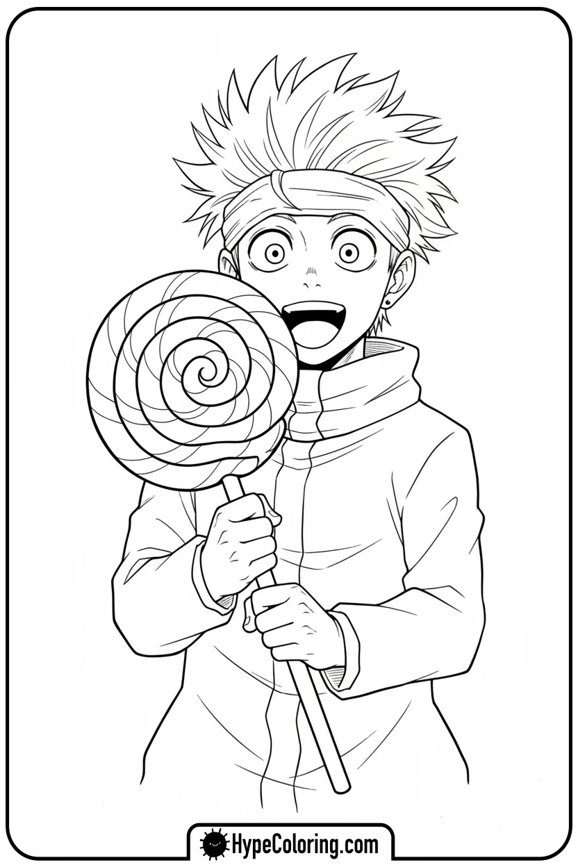 gojo-with-giant-lollipop - gojo coloring pages