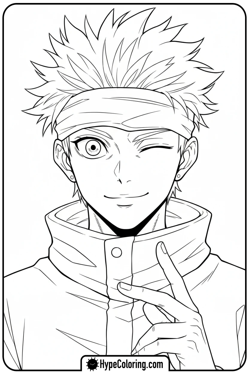 gojo-winking - gojo coloring pages