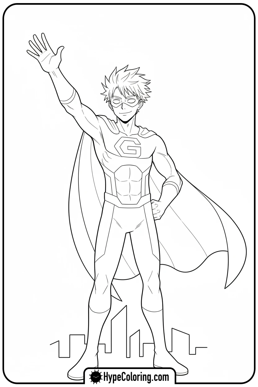 gojo-in-superhero-pose - gojo coloring pages