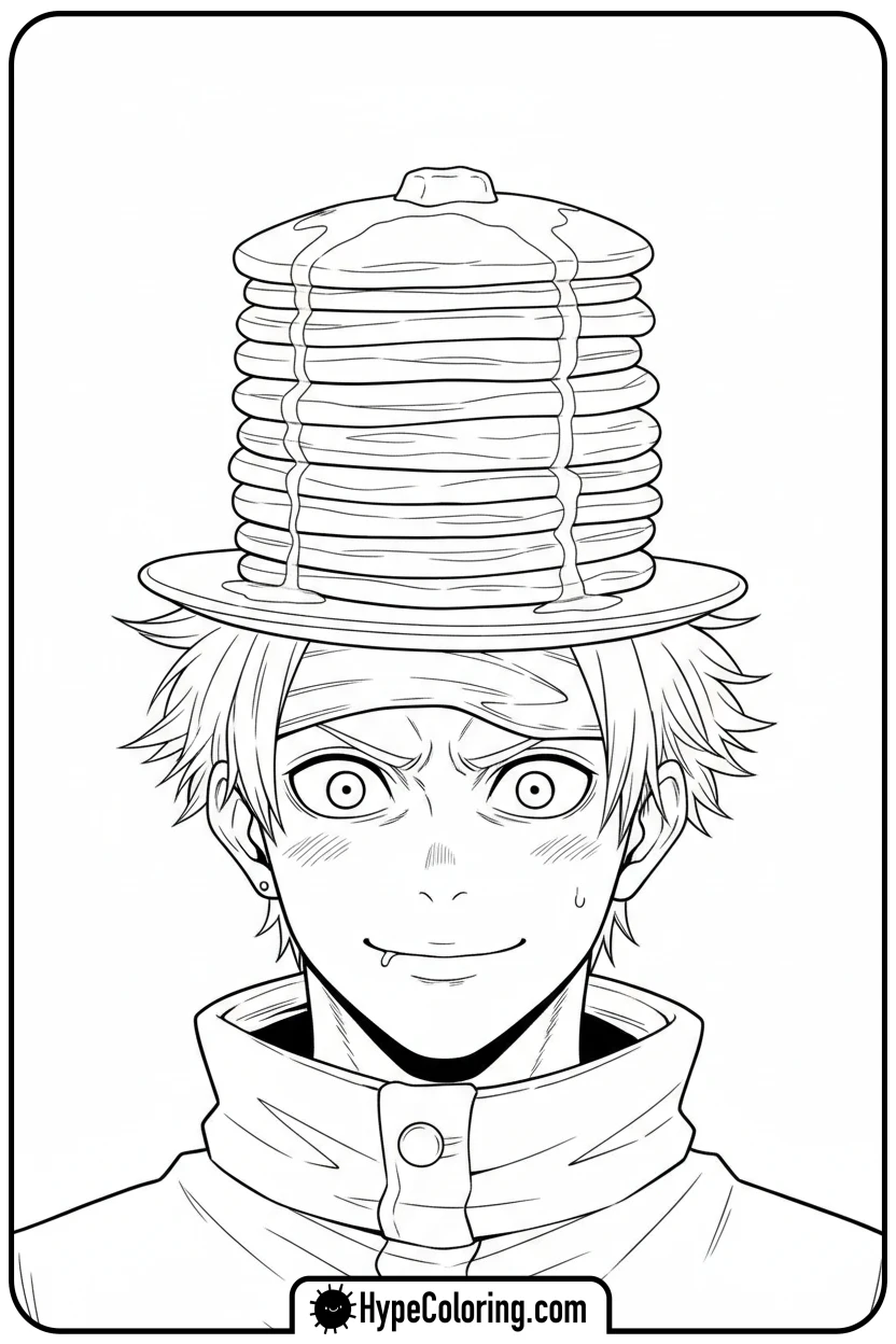 gojo-balancing-pancakes - gojo coloring pages
