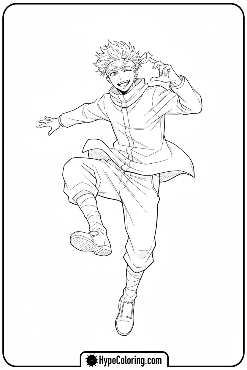 gojo-hopping - gojo coloring pages