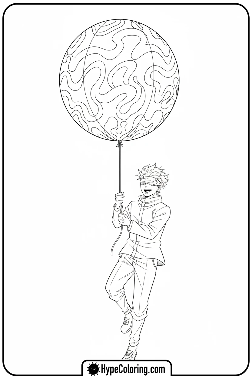 gojo-floating-with-balloon - gojo coloring pages