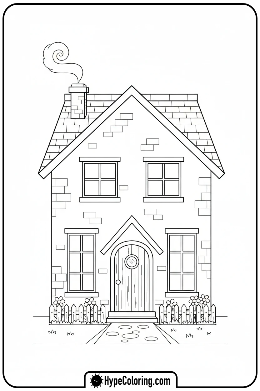 friendly-two-story-house - house coloring pages