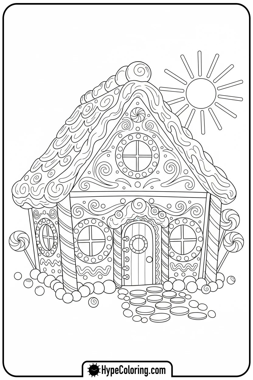 gingerbread-house-outline - house coloring pages