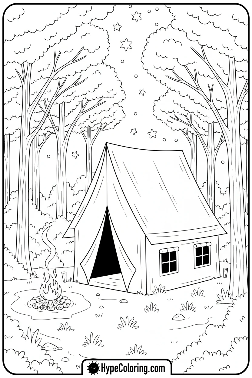 camping-tent-house - house coloring pages