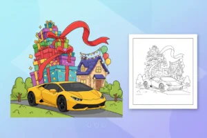 a-happy-lamborghini-delivering-a - lamborghini coloring page