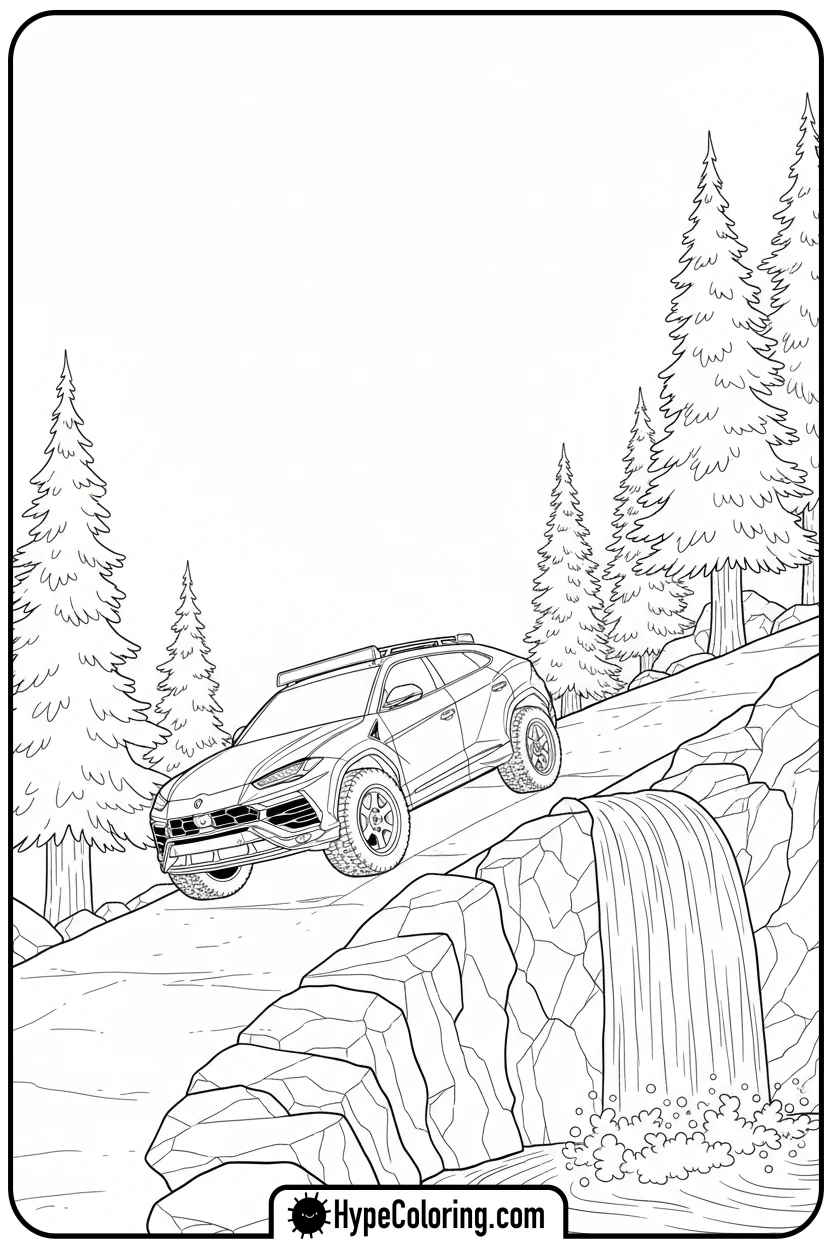 Click to download PDF lamborghini-on-mountain-road - lamborghini coloring page