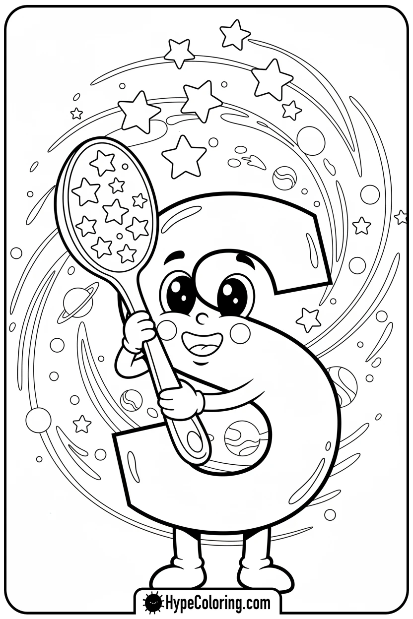 Click to download PDF happy-s-holding-star-filled-spoon - letter s coloring pages