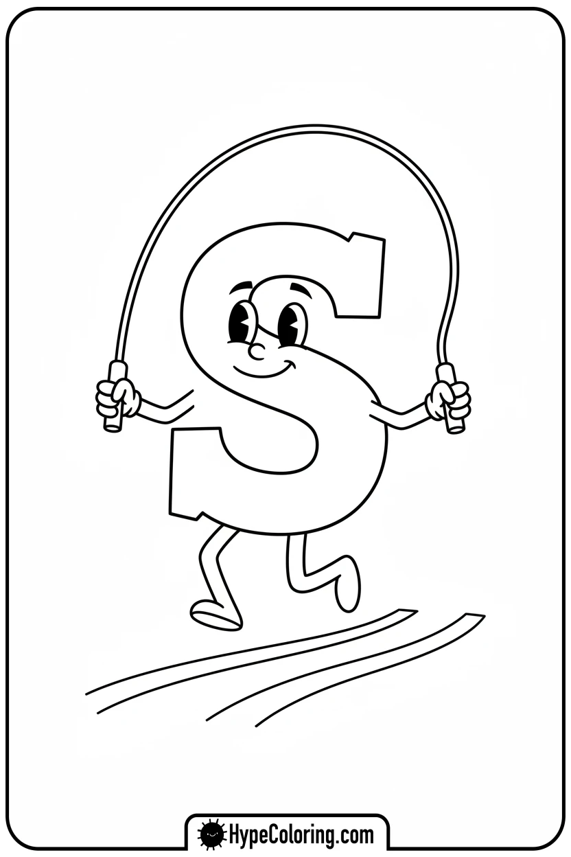 Click to download PDF joyful-s-skipping-with-jump-rope - letter s coloring pages