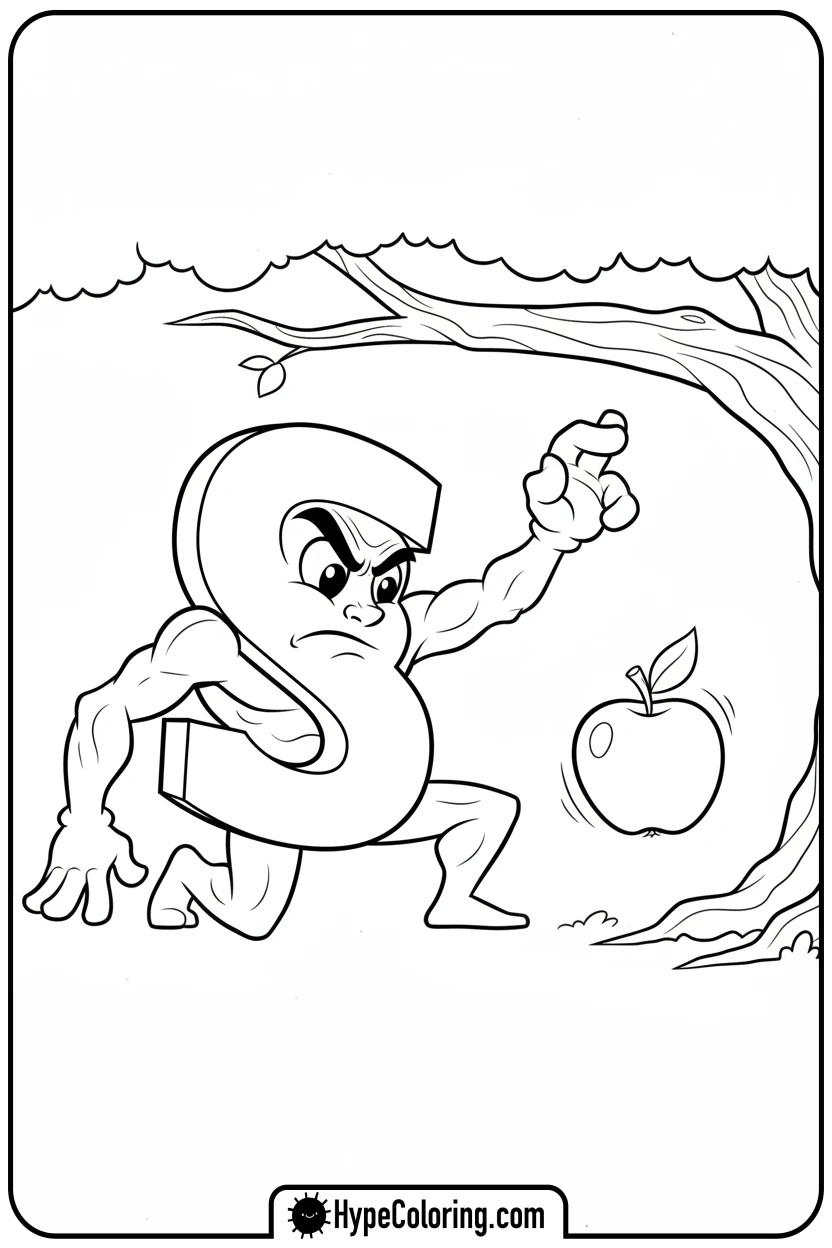 Click to download PDF heroic-s-catching-falling-apple - letter s coloring pages