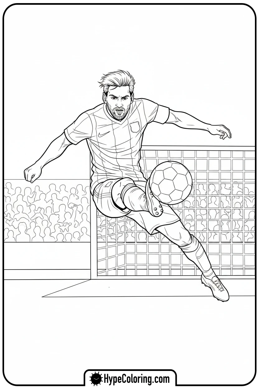 Click to download PDF messi-shooting-soccer-ball - messi soccer coloring pages
