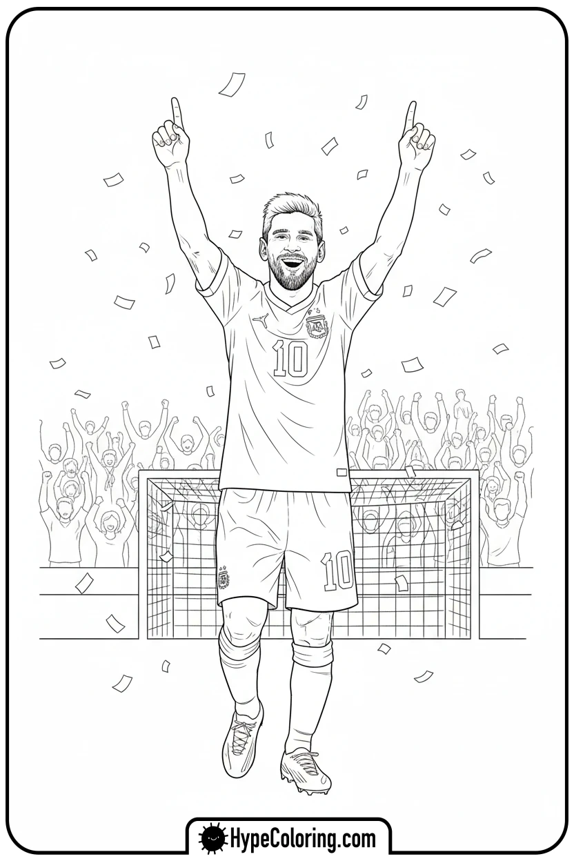 Click to download PDF messi-celebrating-goal - messi soccer coloring pages