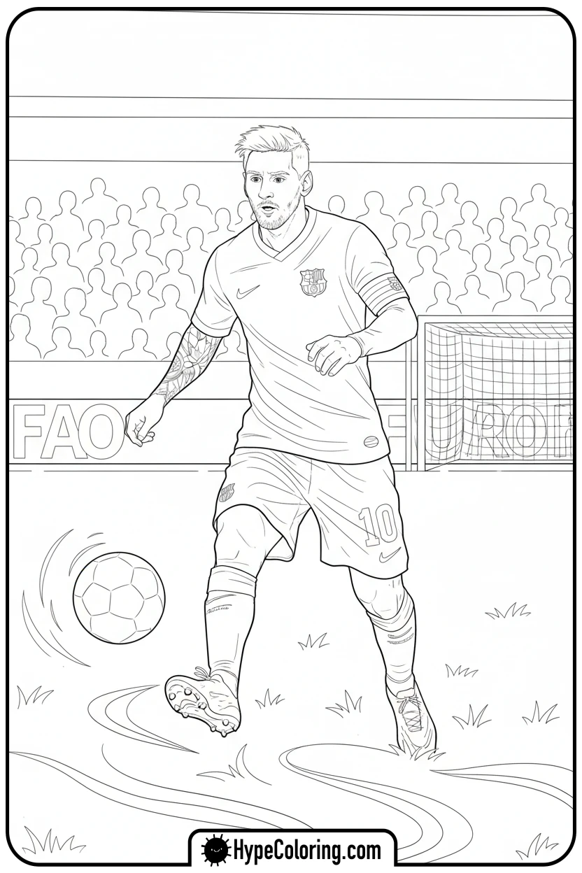 Click to download PDF messi-passing-ball - messi soccer coloring pages