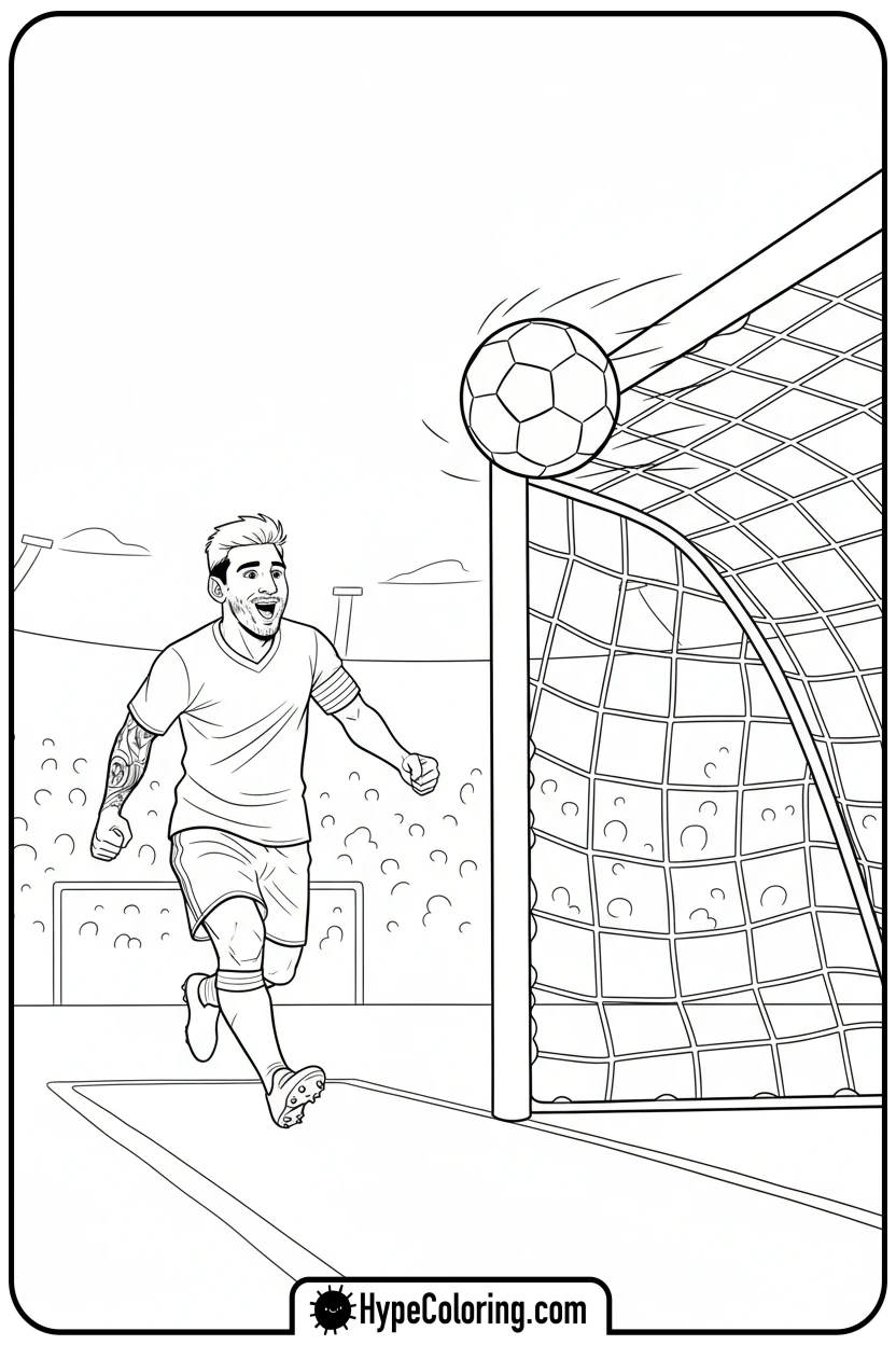 Click to download PDF messi-scoring-goal - messi soccer coloring pages