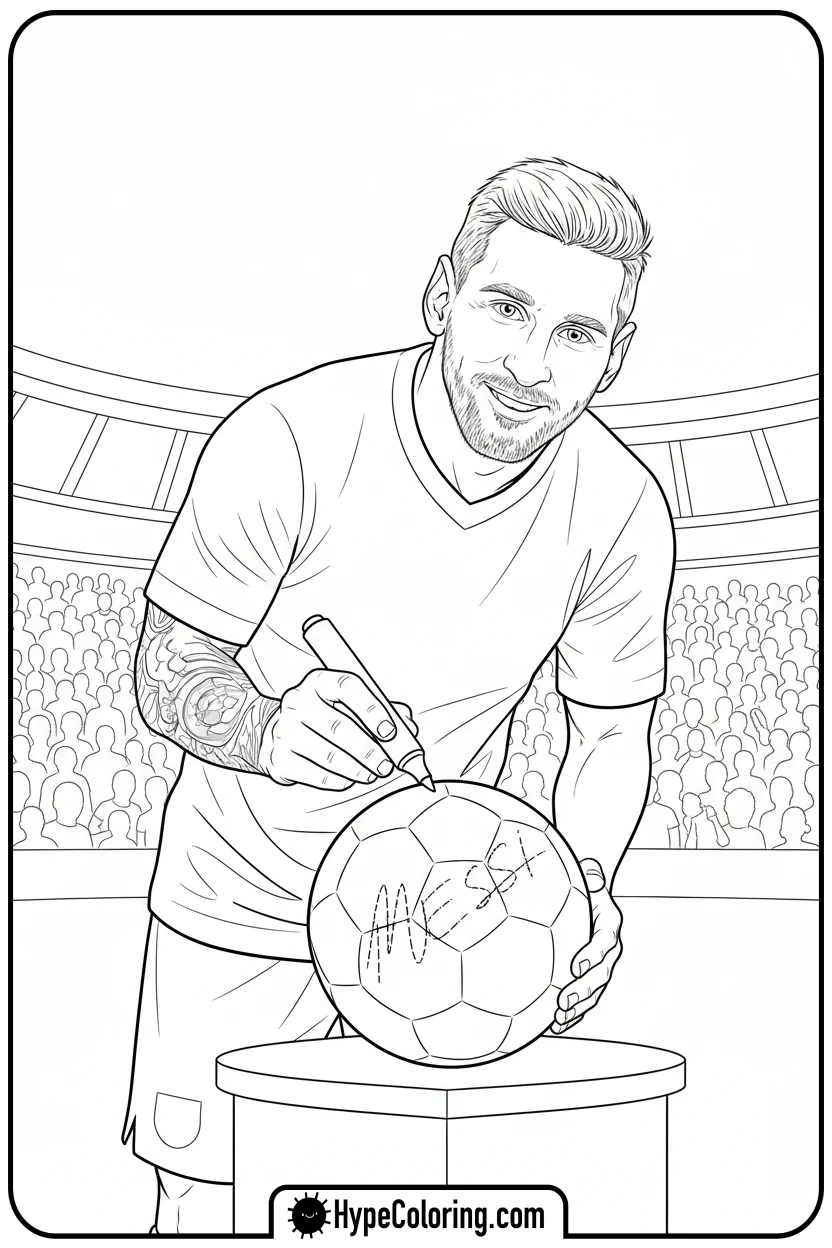 Click to download PDF messi-signing-autograph - messi soccer coloring pages