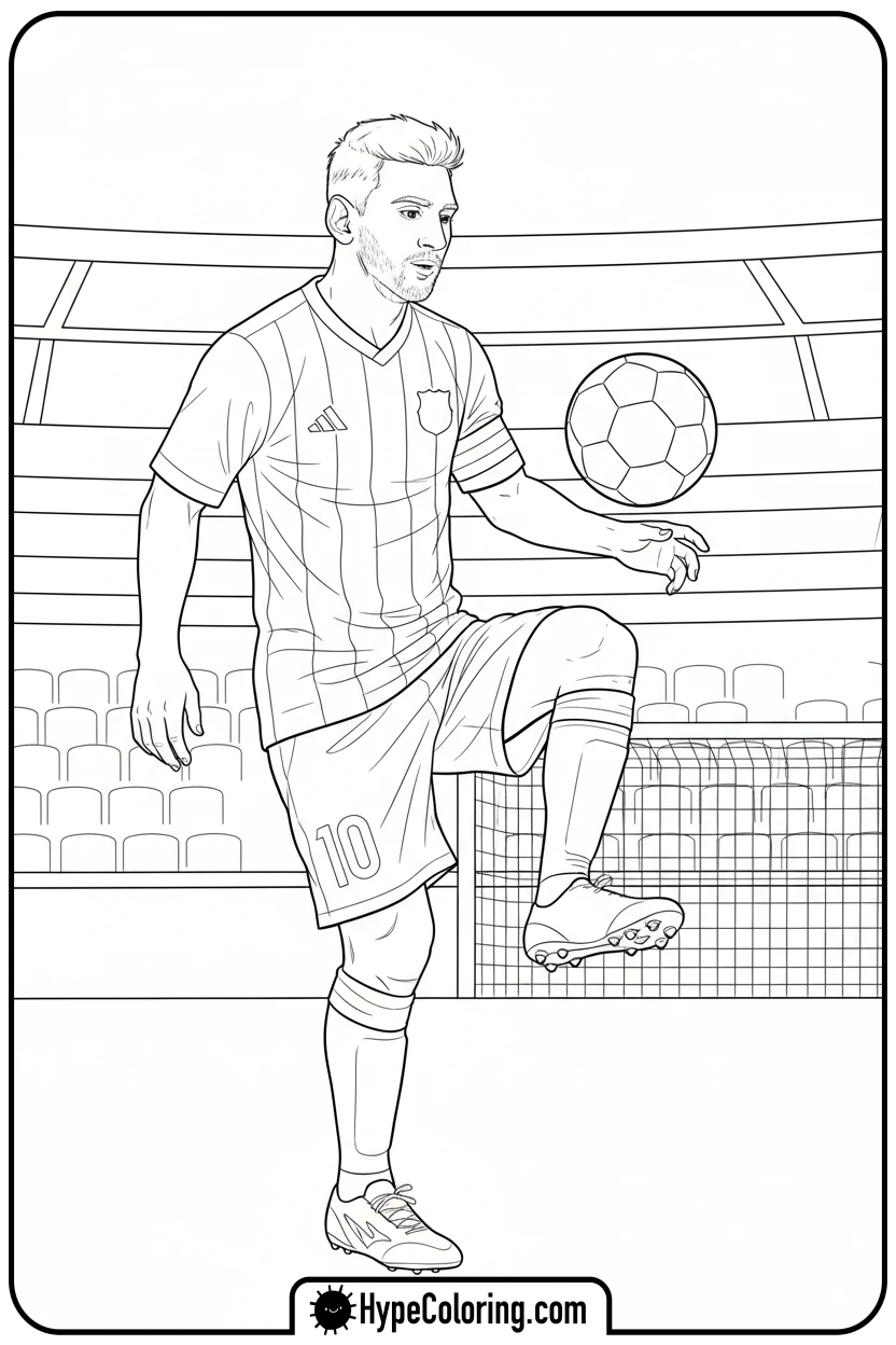 Click to download PDF messi-juggling-ball - messi soccer coloring pages