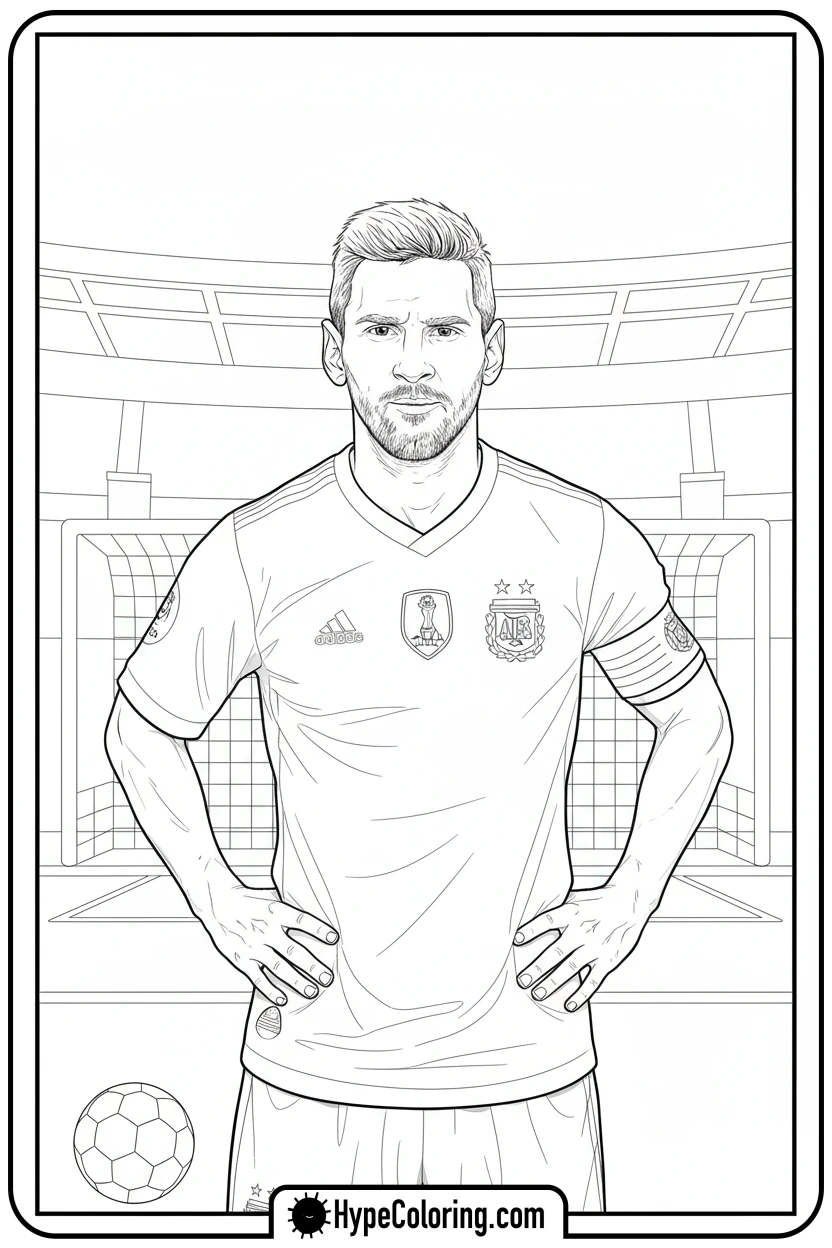 Click to download PDF messi-pre-game-focus - messi soccer coloring pages