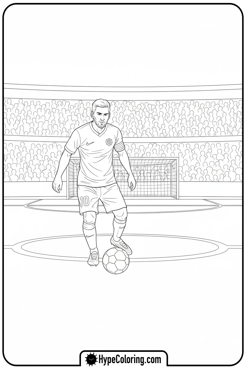 Click to download PDF messi-free-kick - messi soccer coloring pages
